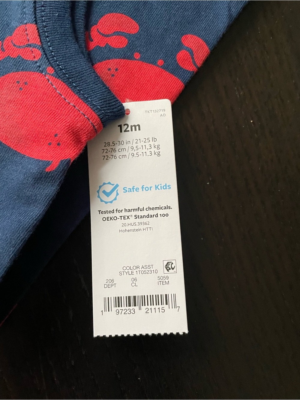 Carter's Navy Blue Romper with Red Crab Print - Picture 4 of 7